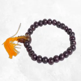 Bracelet tibétain mala de méditation bois de rose + pompon - Bracelets tibétains bouddhistes