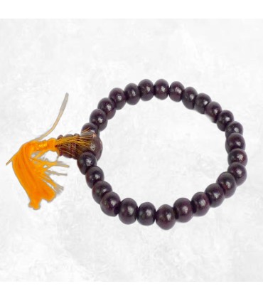 Bracelet mala en bois de rose pour méditation, 28 perles, élastique.