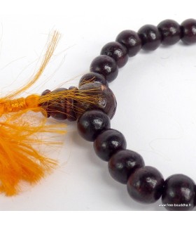 Bracelet mala en bois de rose pour méditation, 28 perles, élastique.