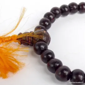 Bracelet tibétain mala de méditation bois de rose + pompon - Bracelets tibétains bouddhistes