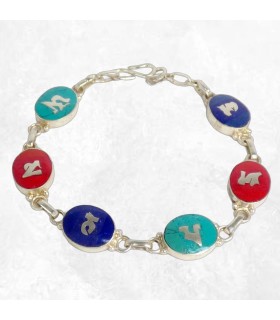 Bracelet tibétain en métal et résine, fabriqué au Népal.