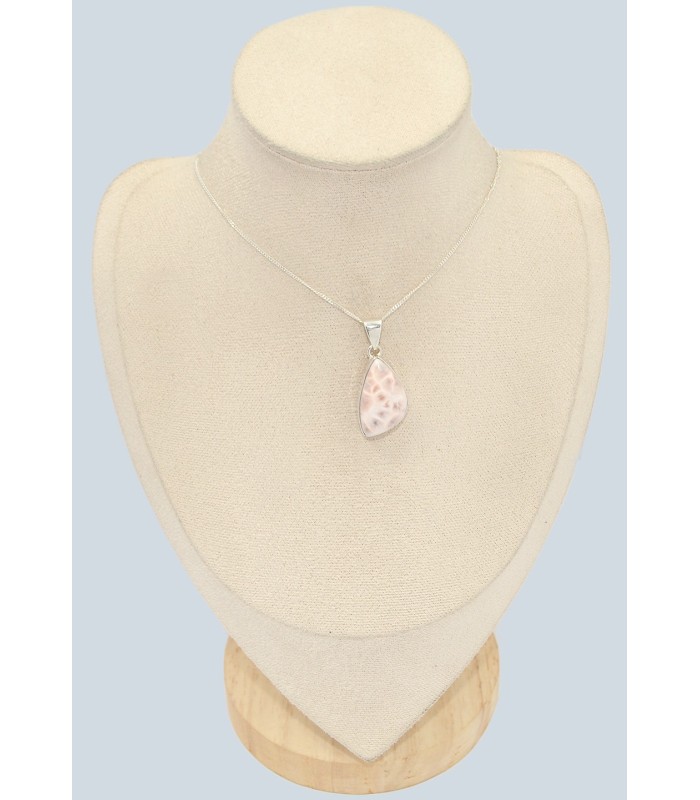 Pendentif argent Natrolite rose authentique - Argent 925