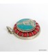 Pendentif tibetain Bouddha - Couleur turquoise et corail