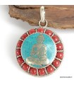 Pendentif tibetain Bouddha - Couleur turquoise et corail
