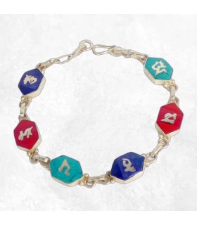 Bracelet tibétain Om mani pedme houm forme hexagonale
