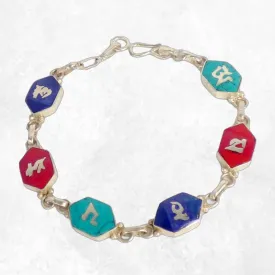 Bracelet tibétain Om mani pedme houm forme hexagonale - Bracelets tibétains bouddhistes