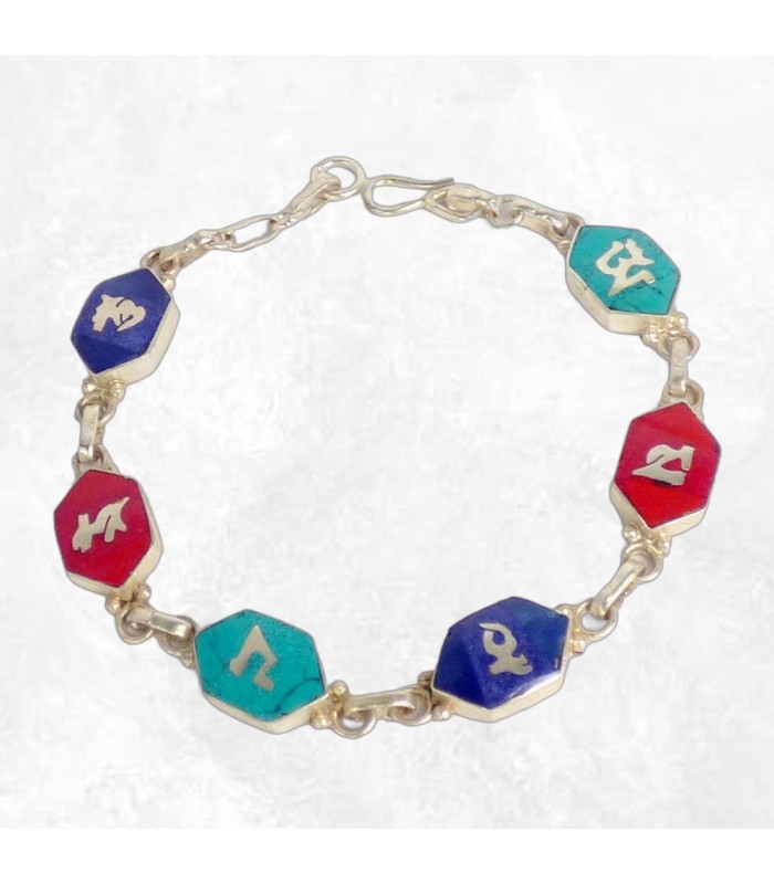 Bracelet mantra tibétain hexagonal Om Mani Padme Hum – Artisanal