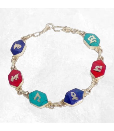 Bracelet mantra tibétain hexagonal Om Mani Padme Hum – Artisanal