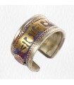 Bague tibétaine bicolore Mantra de Chenrezi, compassion et sagesse.