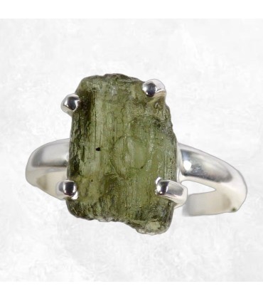 Bague en Moldavite brute, taille 56, authentique, argent 925