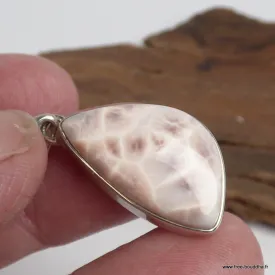 Pendentif argent Natrolite rose authentique - Argent 925 - BIjoux en Natrolite