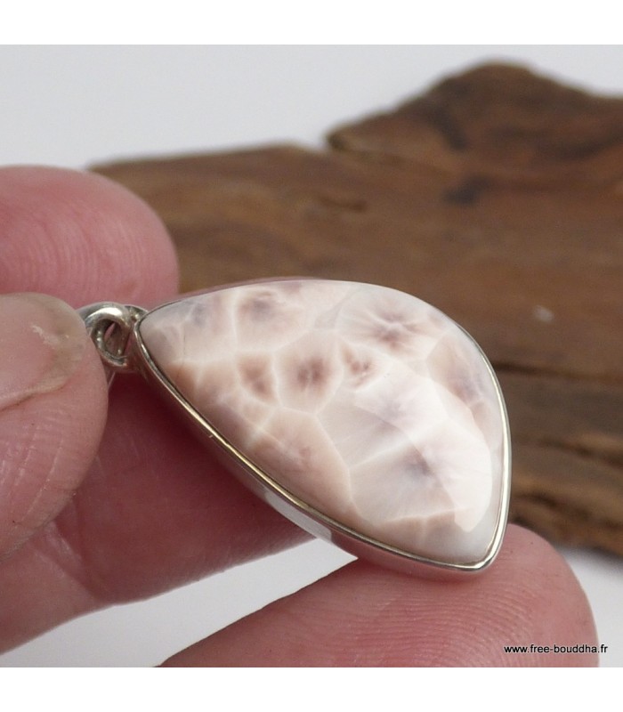 Pendentif argent Natrolite rose authentique - Argent 925