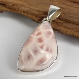 Pendentif argent Natrolite rose authentique - Argent 925 - BIjoux en Natrolite