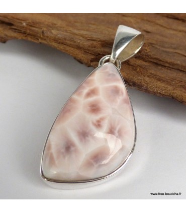Pendentif Natrolite rose argent 925 poinçonné authentique