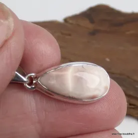 Pendentif argent Natrolite rose authentique - Forme goutte - BIjoux en Natrolite