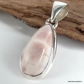 Pendentif argent Natrolite rose authentique - Forme goutte - BIjoux en Natrolite