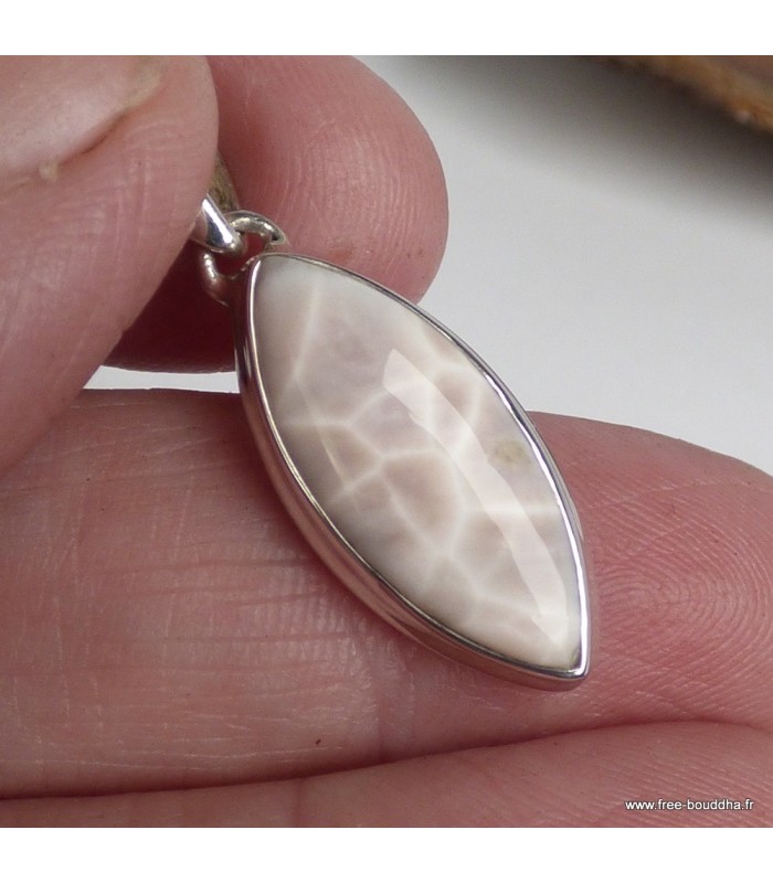 Pendentif Natrolite rose authentique - Forme marquise