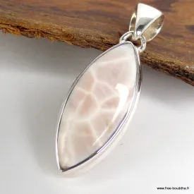 Pendentif Natrolite rose authentique - Forme marquise - BIjoux en Natrolite