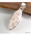 Pendentif Natrolite rose véritable argent 925 marquise certificat inclus