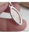 Pendentif Natrolite rose véritable argent 925 marquise certificat inclus