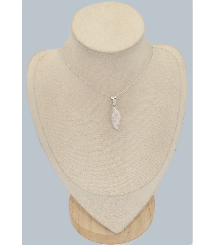 Pendentif Natrolite rose authentique - Forme marquise