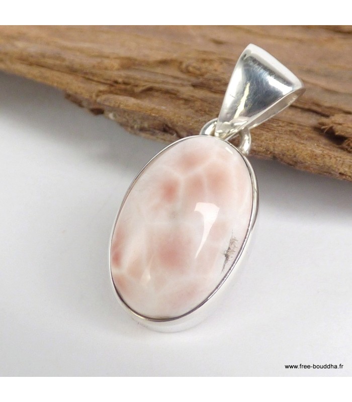 Pendentif Natrolite rose authentique - Forme ovale