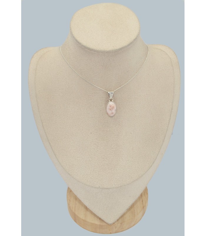 Pendentif Natrolite rose authentique - Forme ovale