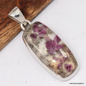 Rare Pendentif argent Rubis sur Quartz - Authentique - Pendentifs pierres naturelles