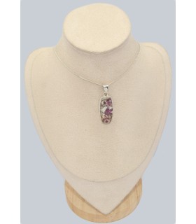 Pendentif rubis sur quartz véritable – Argent massif 925