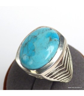 Bague argent turquoise, style masculin et féminin.