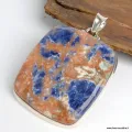 Grand pendentif Sodalite orange carré - Argent 925 - Pendentifs pierres naturelles