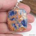 Grand pendentif Sodalite orange carré - Argent 925 - Pendentifs pierres naturelles