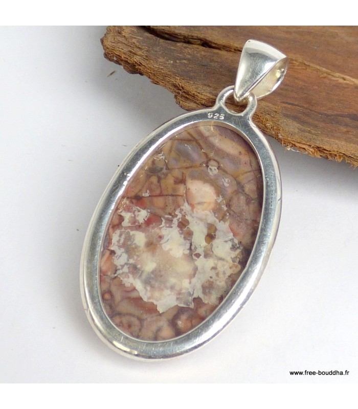 Pendentif Jaspe Oeil d'Oiseau mexicain rouge brun