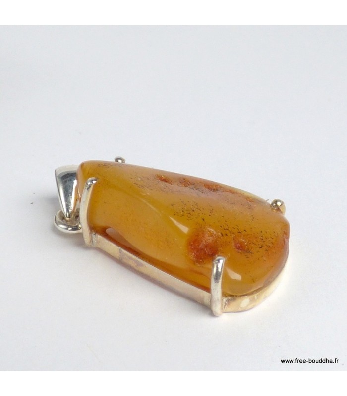 Pendentif Ambre naturel serti griffes - Gros morceau