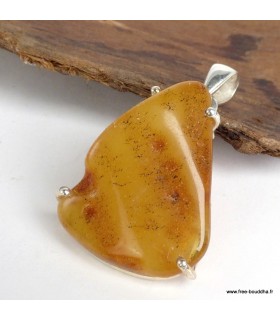 Pendentif en ambre naturel monté sur argent 925.