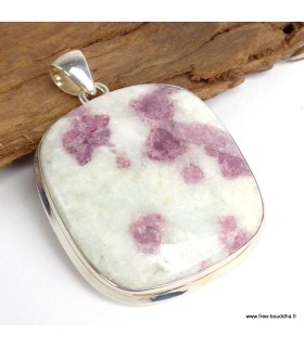 Pendentif argent 925 avec tourmaline rose et quartz.