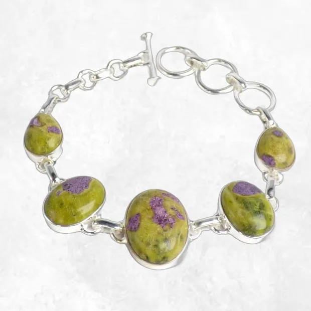 Bracelet argent Tasmanite Atlantisite Authentique - Bracelets pierres naturelles