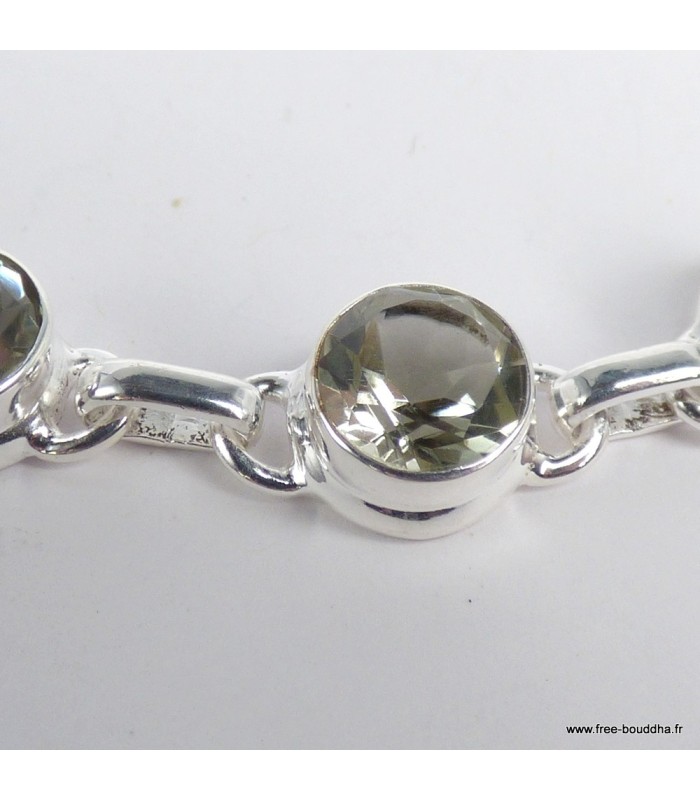 Bracelet en Améthyste Verte Facettée – Argent 925 – Énergie Naturelle