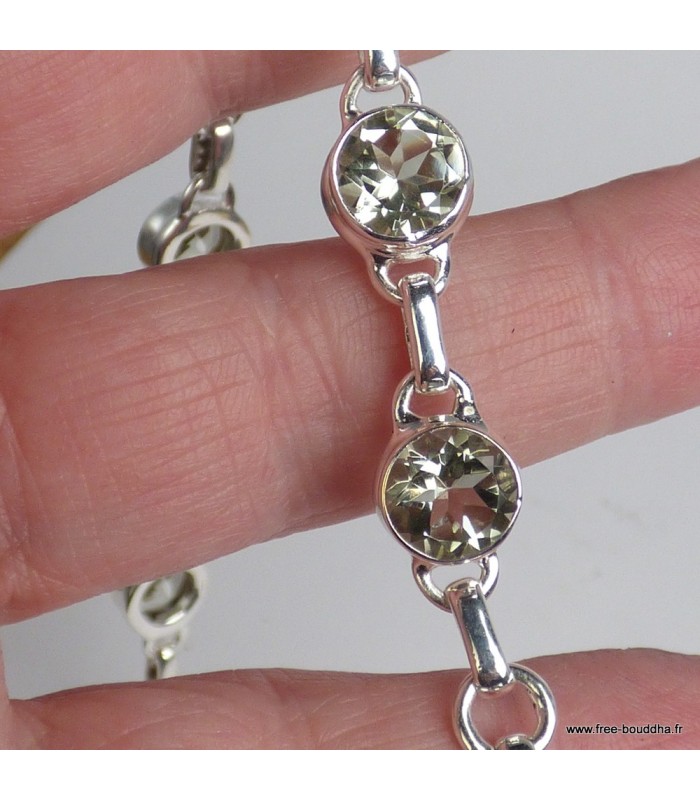 Bracelet en Améthyste Verte Facettée – Argent 925 – Énergie Naturelle