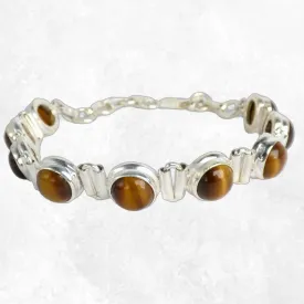 Bracelet Oeil de Tigre 9 pierres - Argent 925 - Bracelets pierres naturelles