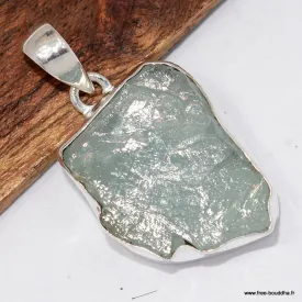 Pendentif Pierre Aigue-Marine Brute serti clos – Argent 925 - Bijoux en Aigue-marine