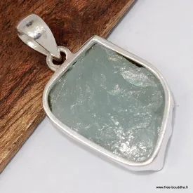 Pendentif Pierre Aigue-Marine Brute serti clos – Argent 925 - Bijoux en Aigue-marine
