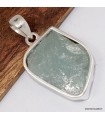 Pendentif Aigue‑marine brute serti clos authentique argent 925