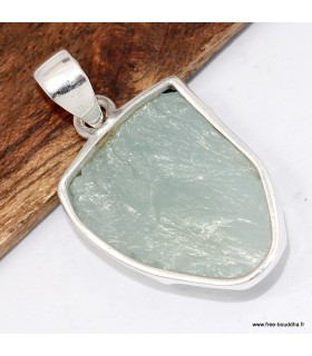 Pendentif Aigue-Marine Brute serti clos – Argent 925