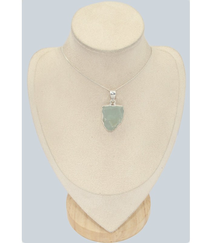 Pendentif Aigue-Marine Brute serti clos – Argent 925