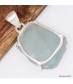 Pendentif Aigue‑marine brute argent 925 poinçonné authentique