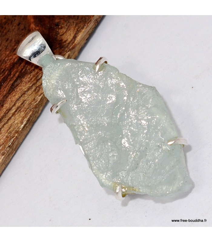 Pendentif Aigue-Marine forme libre - Argent 925