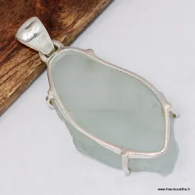 Pendentif Aigue-Marine forme libre - Argent 925 - Bijoux en Aigue-marine