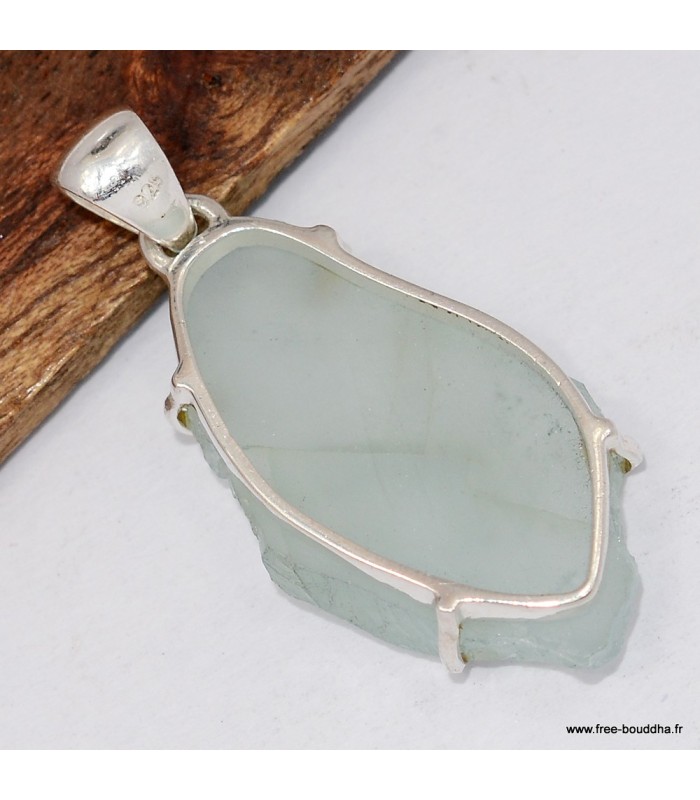 Pendentif Aigue-Marine forme libre - Argent 925