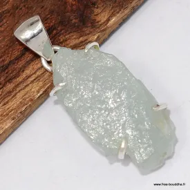 Pendentif Aigue-Marine Brute Vert pâle en Argent 925 - Bijoux en Aigue-marine